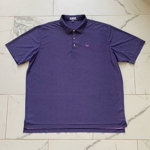 Peter Millar Summer Comfort Polo Golf Shirt Size XXL Purple White Pattern